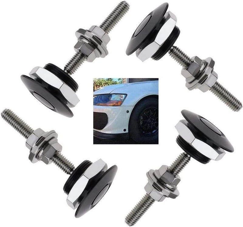 ANJOSHI 4Pack Quick Release Latch Lock Clip Push Button Bonnet Kit 1.25in/32mm Diameter Universal Aluminum Alloy Quick Latch Lock for Auto Car Bumper License Plate Hood or Various DIY(4Pack-Black) - Image 1